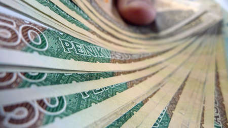 Lithuanian cash Litas, was in circulation before the adoption of the euro, cash Litasの写真素材