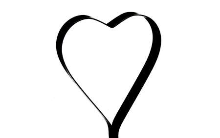 Black silhouette hearts set, Valentine day love adult vintage wedding invitation logo designの写真素材