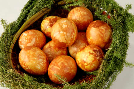 Easter multicolored eggs on a white background. Lithuaniaの写真素材