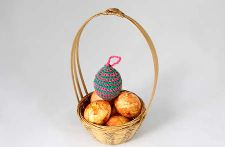 Easter multicolored eggs on a white background. Lithuania