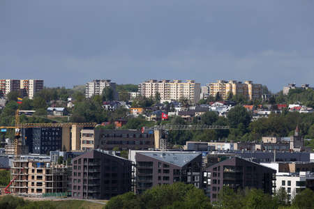 View on the old town in Kaunas city and Nemunas river, Lithuania 17 05 2020のeditorial素材