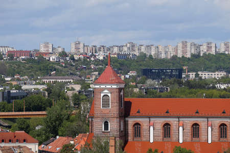 View on the old town in Kaunas city and Nemunas river, Lithuania 17 05 2020のeditorial素材