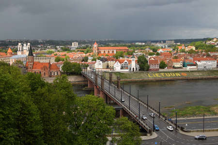 View on the old town in Kaunas city and Nemunas river, Lithuania 17 05 2020のeditorial素材