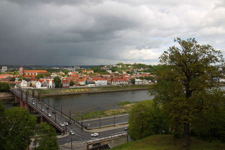 View on the old town in Kaunas city and Nemunas river, Lithuania 17 05 2020のeditorial素材