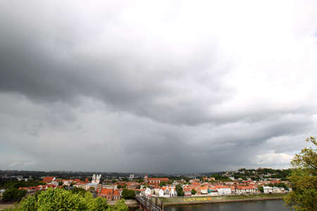 View on the old town in Kaunas city and Nemunas river, Lithuania 17 05 2020のeditorial素材