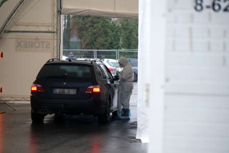 Mobile covid checkpoint, testing site. Lithuania Kedainiai 18 11 2020