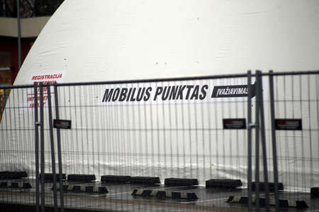 Mobile covid checkpoint, testing site. Lithuania Kedainiai 18 11 2020