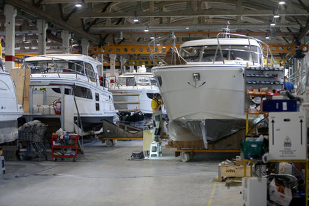 Pleasure boat factory "Marex", Ilgakiemio Village near Kaunas.のeditorial素材