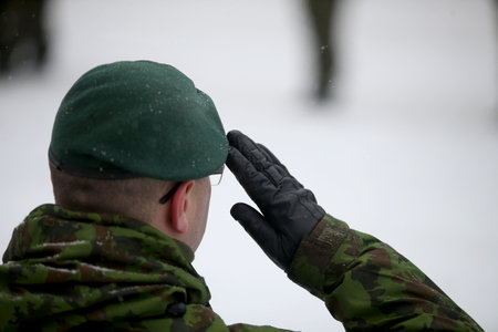 Oath of the Lithuanian Military Academy, winter, Vilnius 10 02 2018のeditorial素材