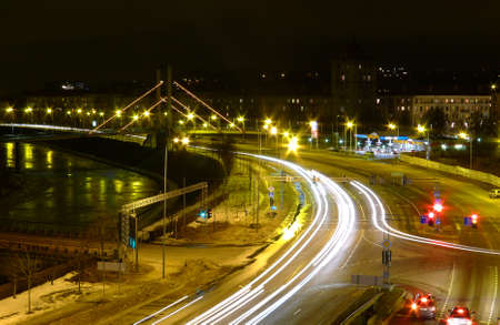 Old town in Kaunas city at night , Lithuania