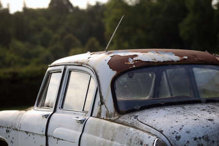 The old rusty car close up, Volga