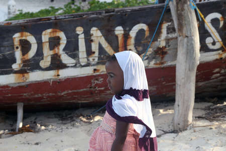 A beautiful portrait of an African girl outdoors. Zanzibar 14 03 2017のeditorial素材
