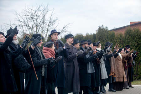 Street theater performance Signatories go to take photos The event was dedicated to the 104th...