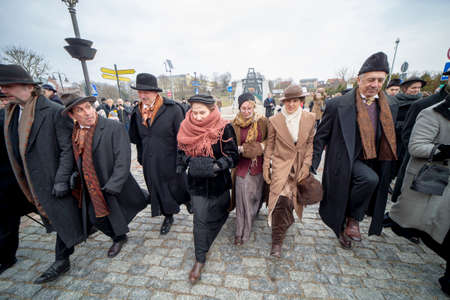 Street theater performance Signatories go to take photos The event was dedicated to the 104th...