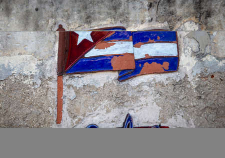 A Cuban flag in the windの写真素材