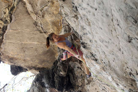 Mountaineers exercise rock climbing at Beach Bay in Krabi, Thailand 03 12 2019のeditorial素材