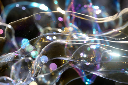 Soap bubbles in nature as a background blur