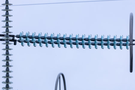 High voltage power lines in detail