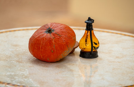 Halloween pumpkins, decoration - holiday concept. In the Italian town of Solomeoの写真素材