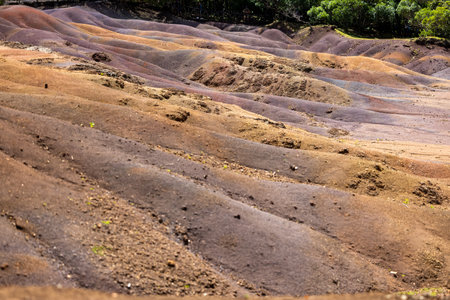 The beautiful Seven Colored Earth (Terres des Sept Couleurs), Chamarel, Island Mauritius, Indian Ocean, Africaの写真素材