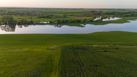 The River Overflowed from the Bank. Nevezis, Kedainiai Districtの写真素材