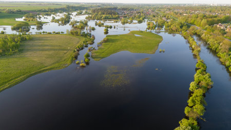 The River Overflowed from the Bank. Nevezis, Kedainiai District