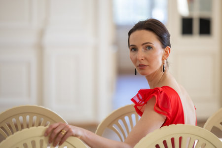 Graceful Portrait of Evelina Pilipaviciute-Juraskiene, Lithuanian Pianist and Artistの写真素材