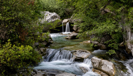 Waterfall "Cascade du Saut du Loup" in France, near to Courmes and Gourdonの写真素材