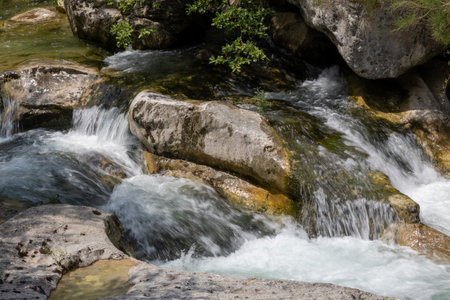 Waterfall "Cascade du Saut du Loup" in France, near to Courmes and Gourdonの写真素材