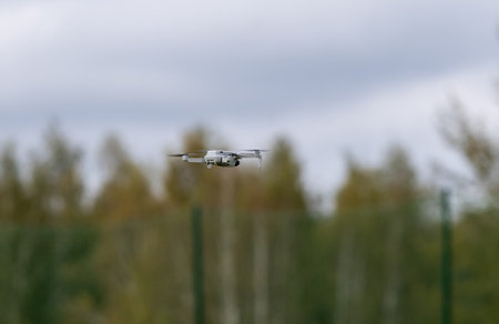 Remote-controlled unmanned aerial vehicles drones flyers. Sky