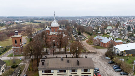 Lithuania. Utena's Church of Christ's Ascension and the Old Cemetery from a Bird's Eye View 11 11...