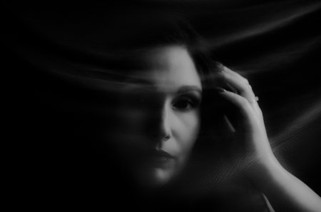 Portrait of a Beautiful Woman Through a Translucent Veil â The Shroud of Mysteryの写真素材