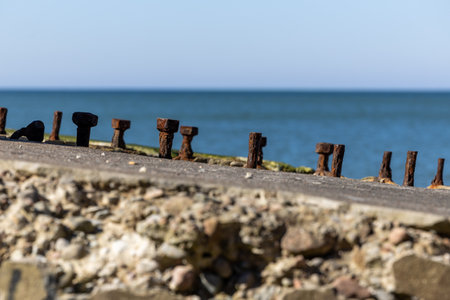 Ruins of a Demolished Fort on the Coast of Liepajaの写真素材