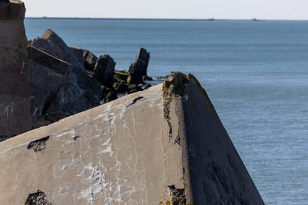 Ruins of a Demolished Fort on the Coast of Liepajaの写真素材