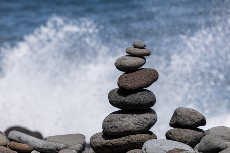 Stone Balance Tower by Oceanの写真素材
