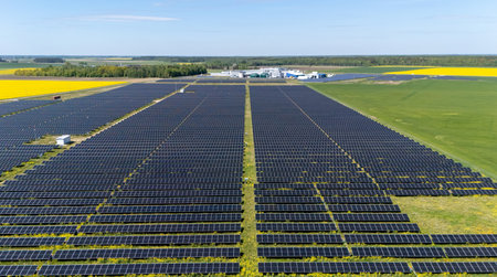 Solar Power Plant in Lithuanian Countryside