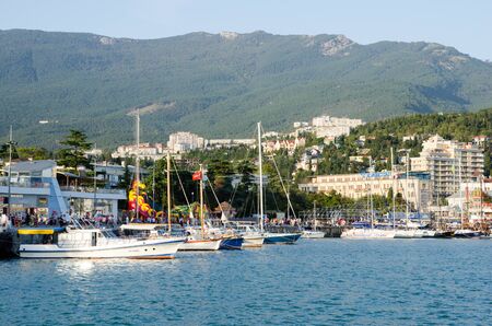 View of the jetty and the seafront of Yalta. Crimea.のeditorial素材