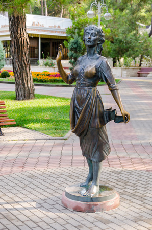 Sculpture "Assol" and landscape composition "Sailboat" created based on the novel by Alexander Grin "Scarlet Sails" in 2011. Lermontov Boulevard, Gelendzhik, Russia.のeditorial素材