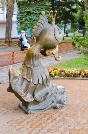 Sculpture "Goldfish" is set to Gelendzhik embankment next to a playground in the area of the Revolutionary street. Gelendzhik, Krasnodarsky Krai, Russia.のeditorial素材