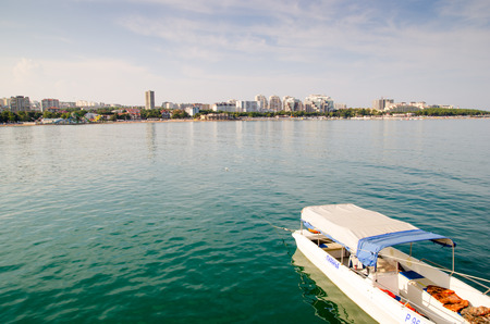 Gelendzhik, Krasnodar region, Russia - August 25, 2016. View from the pier on the bay.のeditorial素材