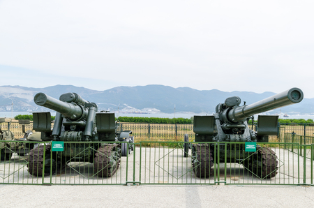 The open air museum Weapons and military equipment of the Great Patriotic War of 1941 - 1945 in Novorossiysk, Krasnodar Krai, Russia - August 28, 2016.のeditorial素材