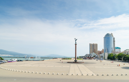 Stele Marine Glory of Russia on the Shore Promenade behalf of Admiral Serebryakov. Novorossiysk, Krasnodar Krai, Russia - August 28, 2016.のeditorial素材