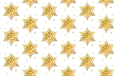 Winter seamless gradient pattern with golden snowflakes on white. Christmas background. Vector.のイラスト素材