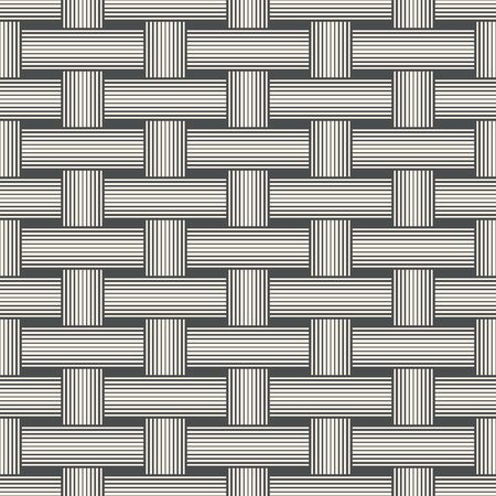 Abstract geometric bicolor seamless pattern with interwoven at right angles striped lines. Vector illustration.のイラスト素材