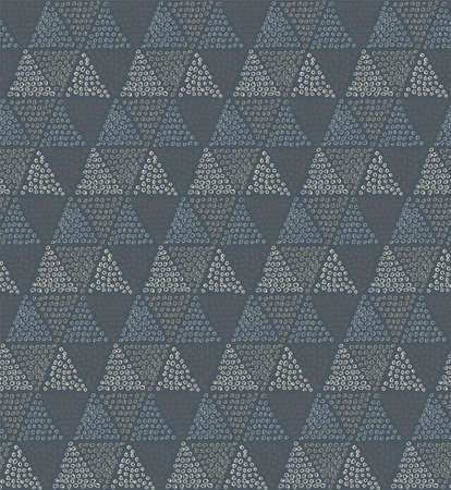 Abstract geometric hand-drawn seamless pattern. Triangles of circles.Vector doodle background.