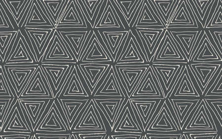 Abstract geometric black-white seamless pattern with hand drawn spiral triangles. Vector doodle...