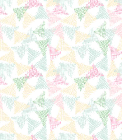 Abstract geometric hand drawn randomly scattered hatched triangles seamless pattern. Vector doodle...
