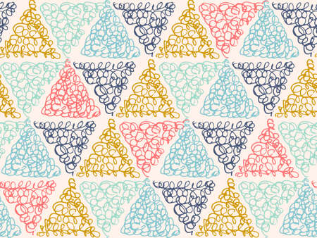 Abstract geometric hand drawn randomly scattered hatched triangles seamless pattern. Vector doodle...