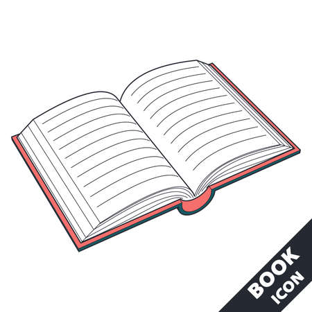 Open book icon. Cartoon 3D vector illustration in flat style on white background.のイラスト素材