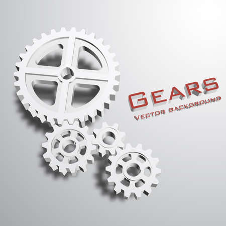 Gears 3d grayscale background. Engineering vector illustration. Abstract background for the technical site page: support, engineering, development, other.のイラスト素材